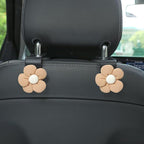 4PCS Car Headrest Hooks, Cute Flower Vehicle Seat Organizer Hooks for Purses and Bags, Portable Automotive Purse Hanger Holder Decoration, Universal for SUV, Sedan, Truck (Orange/Black)