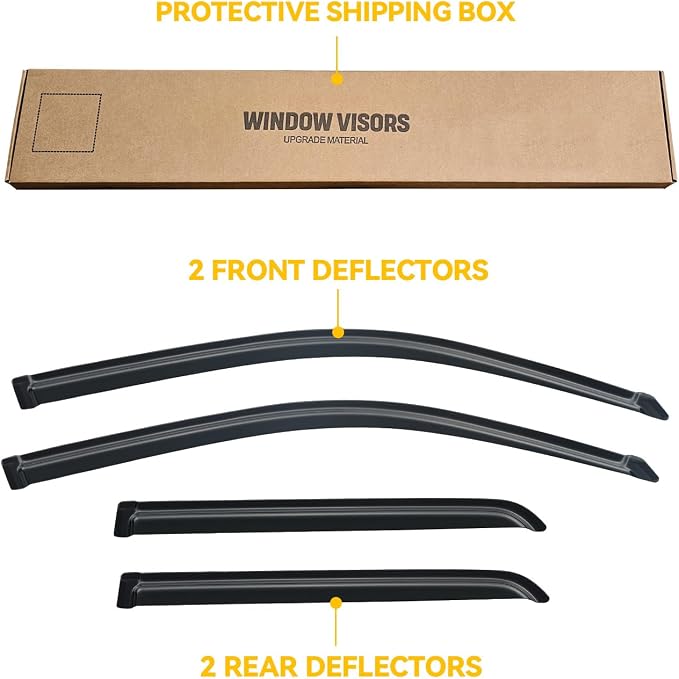 Window Visors for Toyota 4Runner 2003-2009, Rain Guards Shields Vent Deflector Shade Dark Smoke 2003 2004 2005 2006 2007 2008 03 04 05 06 07 08 09, Tape-On, 4PCS
