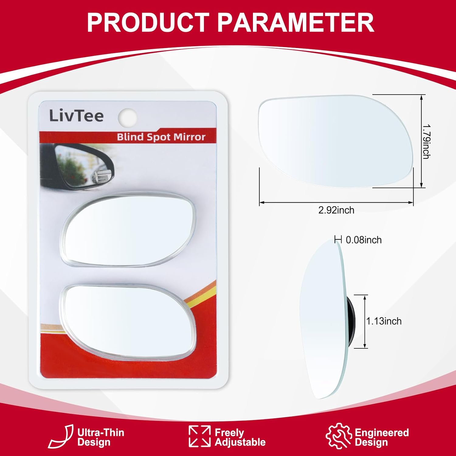 HD Blind Spot Mirrors (2-Pack) — Frameless Wide-Angle Convex