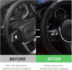 Car Steering Wheel Cover, 15 Inch Carbon Fiber Leather Stitching Color Steering Wheel Protector, Anti-Slip Elastic Breathable Steering Wheel Cover Stylish Decor for Most Cars (Black)
