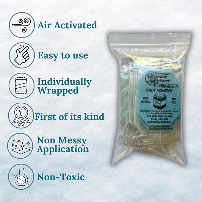 Wonder Wafers 20 count Air Fresheners Individually Wrapped, Baby Powder Fragrance