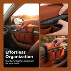 Car Window Armrest Storage Box: Leather Window Side Bag Organizer with Cushion Pocket Universal Front Car Door Armrest Pad Accessory for Vehicle Truck Console Elbow Support Brown