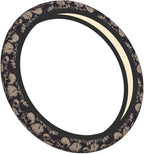 Elastic Skulls Halloween Car Steering Wheel Cover Protector Thicken,Grunge Spooky Horror Black,Anti Slip Stretchy Soft Car Accessories for Diverse Cars Truck SUV for Men Women Universal 15 Inch