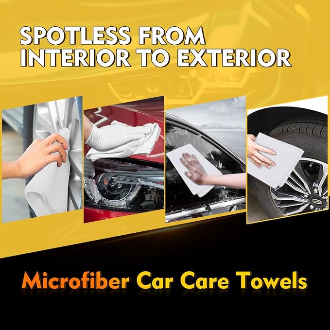 White Microfiber Cleaning Cloths 100 Pack, Reusable Cleaning Rags Shop Towels - Bulk Multipurpose Microfiber Towels, Lint Free Cleaning Towels for Car, House & Kitchen, 11.5 x 11.5 inch
