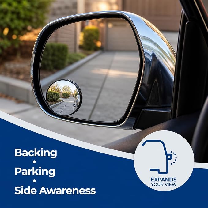 6-Pack Convex Blind Spot Mirrors 2 Inch Wide Angle Adhesive Car Side Rear View Mirror for Enhanced Safety