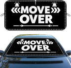 Funny Road Sign Car Windshield Sunshades Move Over Arrow Traffic Humor Front Window Sun Shade Blocks UV Rays Sun Visor Protector for Car Sedan Truck SUV Accessories 59" L x 31.5" W