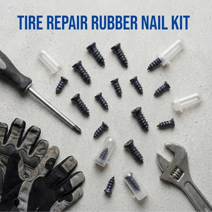 Tire Repair Screws, 40 PCS Vacuum Tire Plug Kit Spiral Rubber Nail, Tire Plugs Screw Type Fast Tool Self Screw in Tire Plugs, Tire Repair Kit for Car, Truck, Motorcycle Tire Puncture Repair