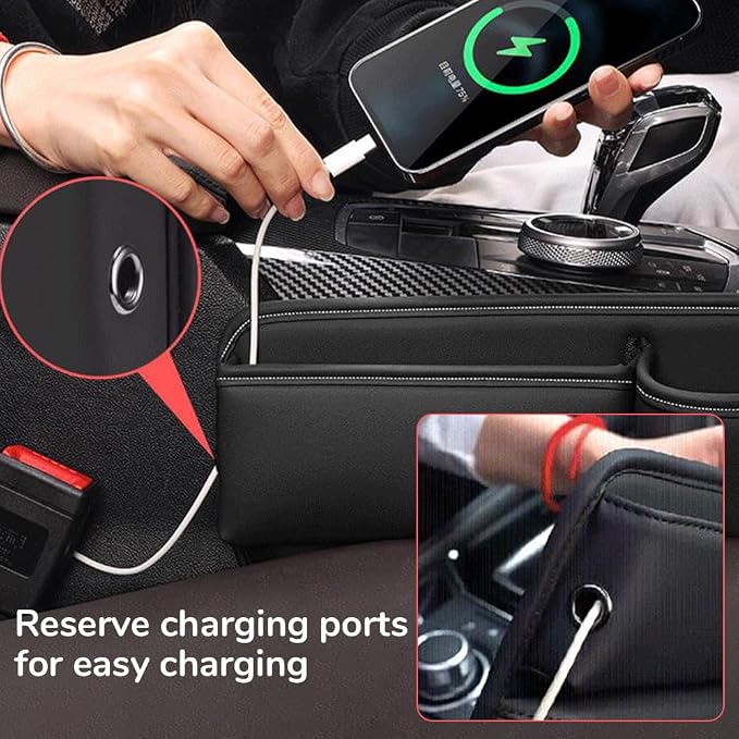 Car Leather Cup Holder Gap Bag,2025 Upgrade Car Storage Box with Cup Holder,Seat Storage Box Gap Filler Organizer for Glasses Phone Keys and Cards (Brown, Passenger Seat)