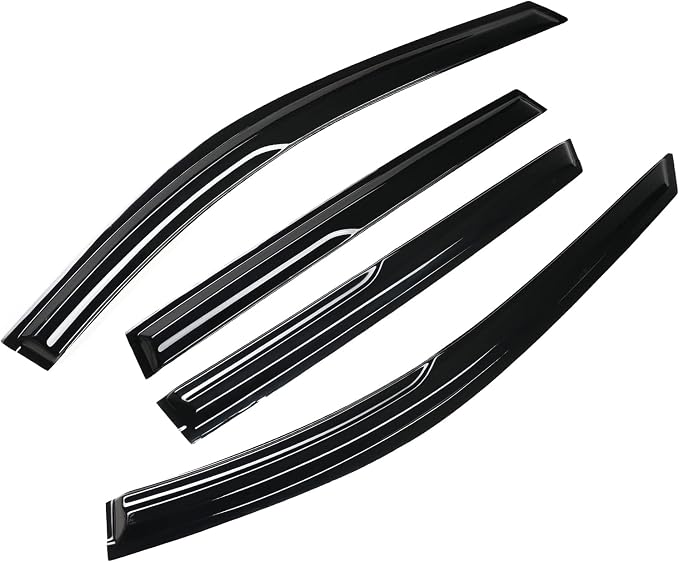94827 Tape-On Dark Tinted Side Window Visor Deflectors Vent Rain Guards Designed for Nissan Rogue S SV SL 2014 2015 2016 2017 2018 2019 2020