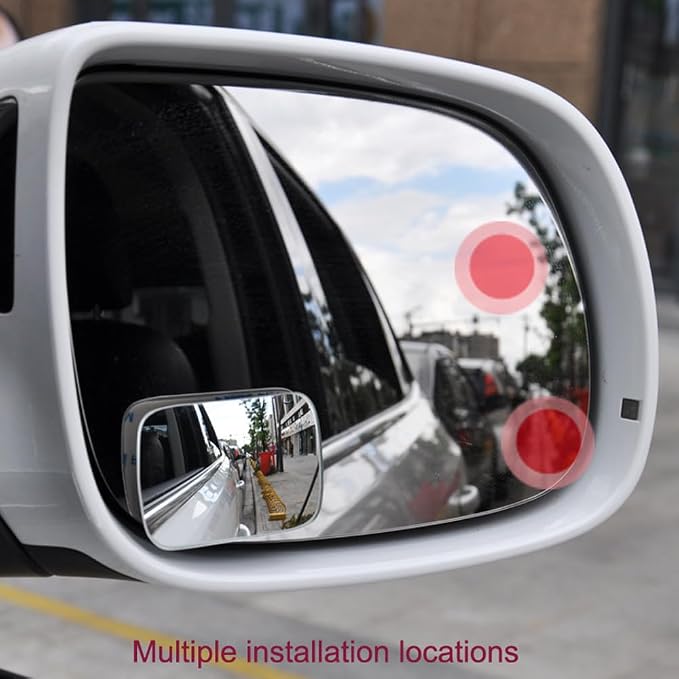 360-Degree Adjustable Frameless Blind Spot Mirror, HD Glass Convex Lens Reversing Auxiliary Mirror 2pcs (Rectangle)