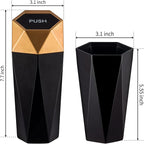 Car Trash Can with Lid, Mini Diamond Design Portable Trash Can, Plastic Material and Multipurpose Organizers for Car,Home,Office(Gold)