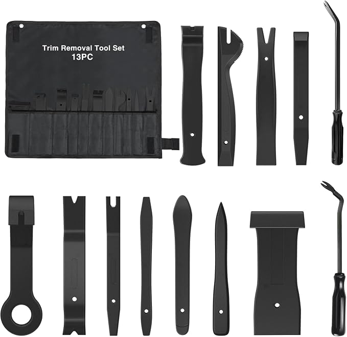 13PCS Nylon Trim Removal Tool Set for Bumper Fastener Rivet Clips Car Door Clip Panel Audio Video Dashboard Dismantle Black