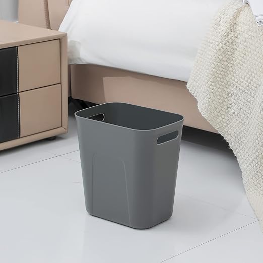 Plastic Small Bathroom Trash Can Wastebasket, 3.5 Gallon, Dark Grey | Compact Sturdy Garbage Can for Bathroom, Laundry Room, Kitchen, Office, Kids Room, Dorm, Durable, Easy to Clean