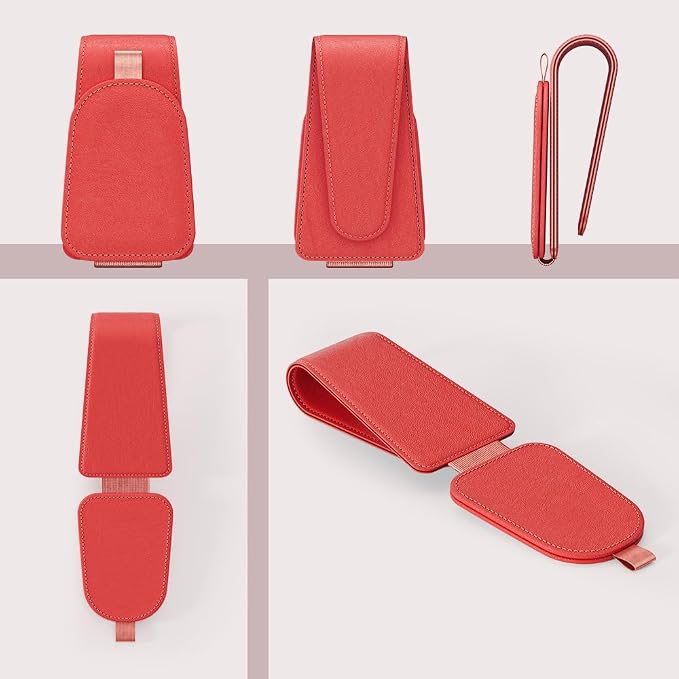 Sunglass Holder for Car Visor, Red, 2 Packs | Suede Cloth, Magnetic, Organizer for Car Accessories