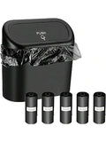 Leak-Proof mini car Trash can, 150 Garbage Bags, with lid, can be Placed on the Desk or Hung, Perfect car Accessory!