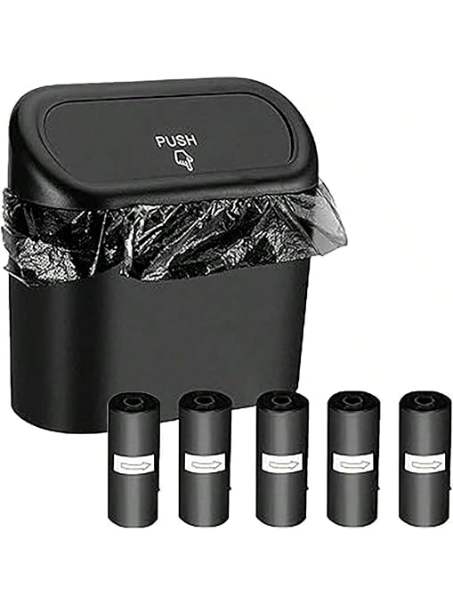 Leak-Proof mini car Trash can, 150 Garbage Bags, with lid, can be Placed on the Desk or Hung, Perfect car Accessory!