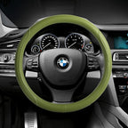 Steering Wheel Cover - Microfiber Leather with Classic Embossing, Anti-Slip Breathable Fit 15 Inch Wheel Protector (Green)