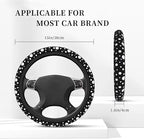 Polka Dot Steering Wheel Cover - Anti-Slip Breathable Universal 14-15-in 2 Car Coasters Black and White Polka Dot Steering Wheel Cover for Men Women