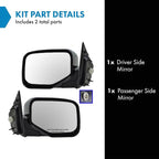 2 Piece Driver and Passenger Side Mirror Assembly Set Electric Adjustment Non-Heated No Memory Black Compatible with 2006-2014 Honda Ridgeline HO1320229 HO1321229