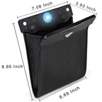 Smart LED Car Trash Can Waterproof Garbage Bag Passenger Side Artificial Leather Storage Pocket Leak Proof Reusable Traveling Portable Offices Toilet Garbage Cans Back Seat Hanging (Black-1pack)