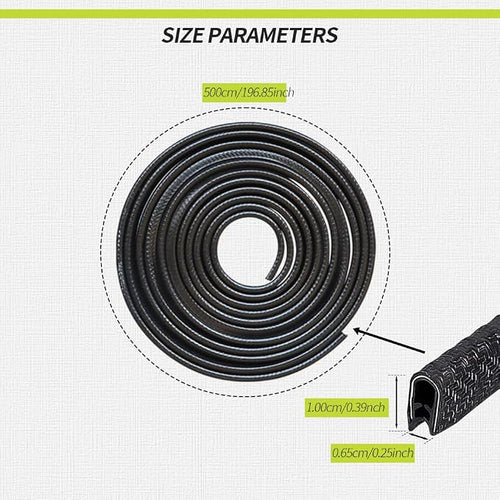 16.4FT(5M) Car Door Edge Guards, U-Shaped Rubber Door Protector, Black