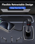 Retractable Car Charger Adapter for iPhone 17,4 in 1 Fast Charging Car Phone Charger,69W USB C Car Truck Accessories,Road Trip Essentials Gift for Men Women for iPhone 17/16/15/14/13/12,Galaxy S25
