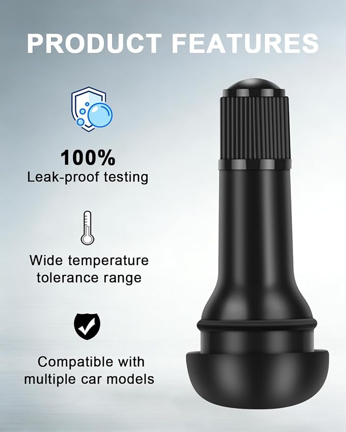 5 Pcs TR413 Rubber Snap-in Tire Valve Stems - Standard 0.453" Rim Hole Replacement for Cars, Trucks, SUVs, Trailers