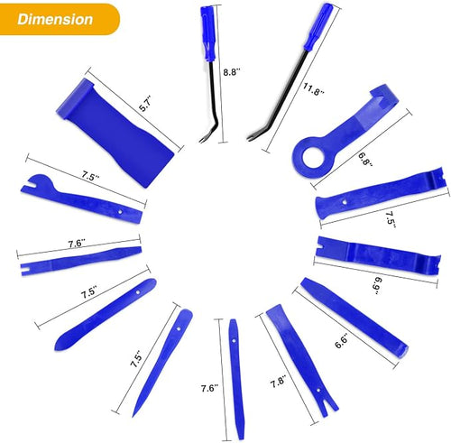 13PCS Nylon Trim Removal Tool Set for Bumper Fastener Rivet Clips Car Clip Panel Audio Video Dashboard Dismantle Blue