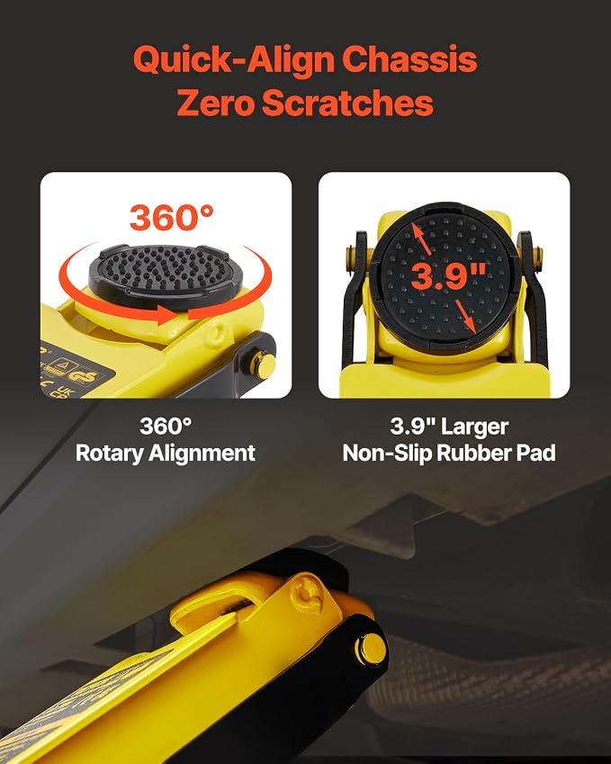 Low Profile Floor Jack 1.5 Ton (3300 LBS), Aluminum and Steel Race Ground Elevator with Dual Pistons Quick Lift Pump Auto Repair Car Maintenance, Lifting Range 3-3/20"-14-10/27"