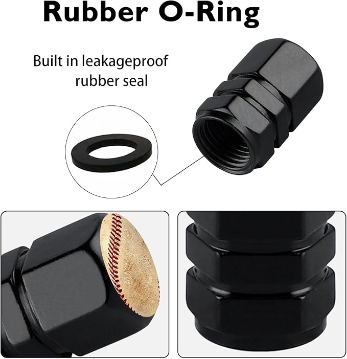4Pack Baseball Tire Valve Caps Universal Tire Air Cap Valves Stem Covers | Aluminum Alloy Rust-Proof Valve Stem Caps,for Auto SUV Truck Motorcycle Bicycle,Baseball Gifts Decor for Women Men Drivers