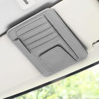 Car Sun Visor Organizer, PU Leather Vehicle Visor Document Storage Pocket for Sunglass Card Pen, Multifunctional Automotive Interior Holder Accessories, Universal Fit (Gray)