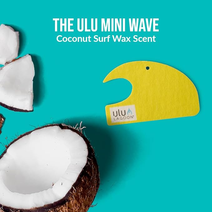 Hanging Car Air Freshener | Tropical Beach Coconut Surf Wax Scent Mini Wave | Long Lasting Car Freshener, Closet and Beyond | Made In USA | 3 Pack (Yellow)