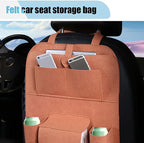 LAINLOY Felt Car Seat Back Organizer, Kick Mats Car Back Seat Protector for Kids, 6-Pocket Storage for Tissue, Box, Pen, Toy, Automobile Road Trip Accessories for SUV, RV, Truck (Brown)