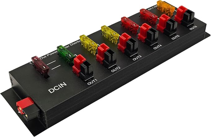 6 Out Power Pole Distribution Block Power Splitter Distributor Source Strip | 1 in 6 out Connector Power Divider Power Board 40Amp