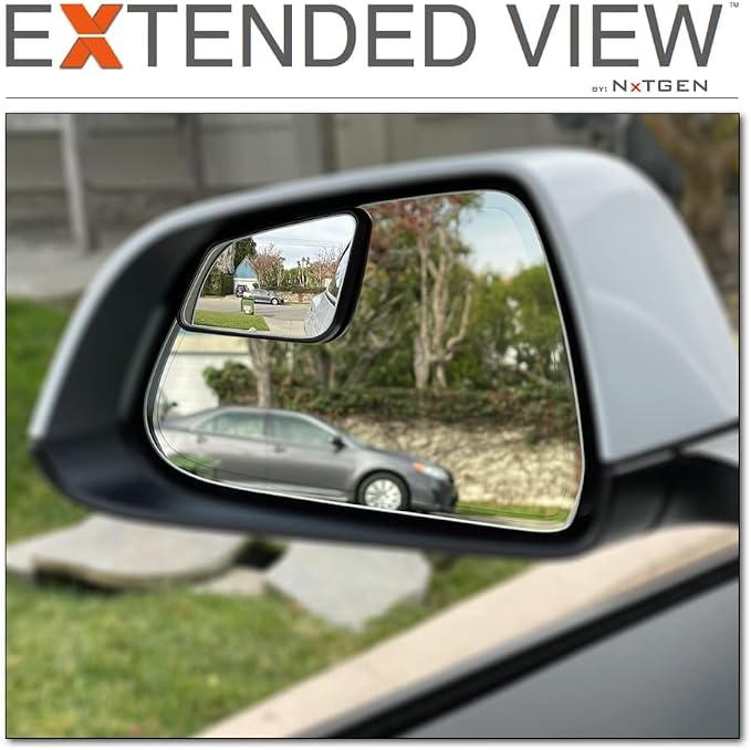 Blind Spot Mirrors - Compatible with Tesla Model 3 - Extended View - Custom Contoured - Convex - Black - Set of 2-2 Piece Set (Left & Right)