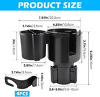 1 Pack Car Cup Holder Expander 2 in 1 Adapter with Expandable Base, Car-Seat Headrest Hook 4 Pack Hanger Storage Organizer fit Universal Vehicle Car Mugs in 2.2"-4.2" (10-48oz)