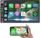 7 Inch Double Din Car Stereo for Wireless Carplay & Android Auto, Car Audio with 1024 * 600 HD Touch Screen ， Mirror Link, Bluetooth5.2,2USB/AUX/TF,AM/FM Radio