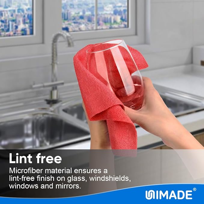 Shop Towels Rags, 150 Pack Reusable Shop Rags Bulk Microfiber Cleaning Cloth Lint Free Cleaning Towels for Car Kitchen Automotive Bar Mechanic Restaurant Garage, 11.5"x 11.5", Red
