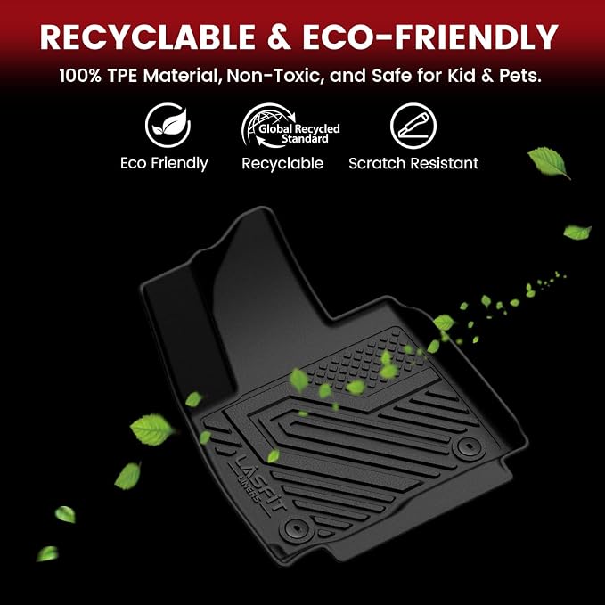 Floor Mats for Kia Telluride 2027 (Only Fit Hybrid, Not Fit Gas), All Weather TPE Custom Fit Floor Liners 1st & 2nd & 3rd Row Car Mats Accessories, Black