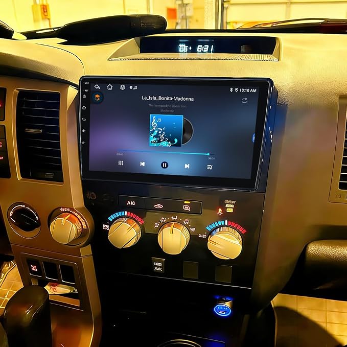 Car Stereo for Toyota Tundra 2007–2013, Sequoia 2008-2018, 10.1" HD Touch Screen, Android 15, 6GB RAM 128GB ROM, Wireless CarPlay & Android Auto, Bluetooth 5.0/WiFi 6, GPS, HD Backup Camera