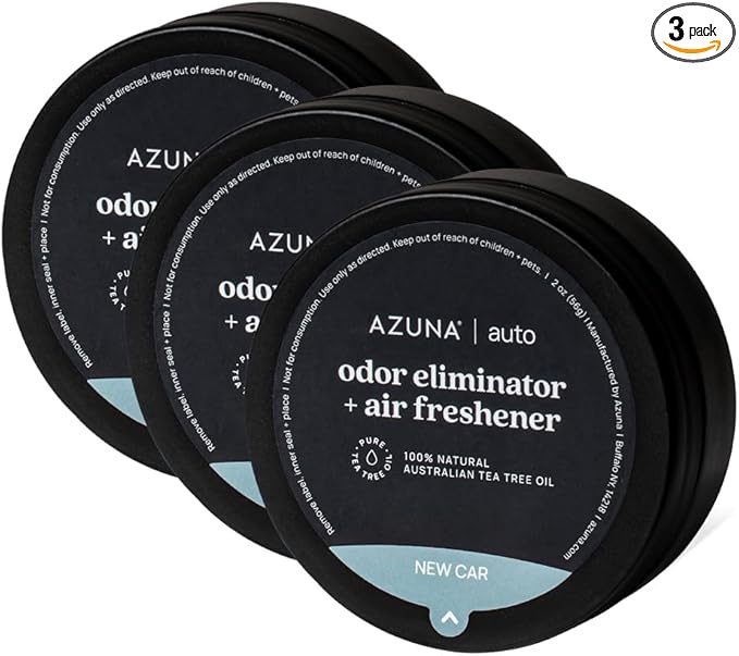 Car Air Freshener & Auto Odor Eliminator Pods Trio | New Car Scent | Plant Powered by 100% Australian Tea Tree Oil | Long Lasting and No harsh chemicals | Made in USA | 3 Pack of 2oz Pods