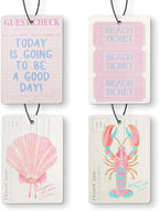 Pastel Pink Beach Air Freshener Diffuser Hanging for Car Interior Closet Drawer Home 4 Pcs, Preppy Coastal Seashell Lobster Girly Aesthetic Car Accessories Mirror Decor