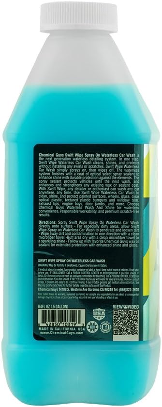 Swift Wipe Sprayable Waterless Car Wash Spray - Spray and Wipe to Safely Clean and Shine Cars, Trucks, Motorcycles, RV & More, High Lubrication Formula, 64 oz