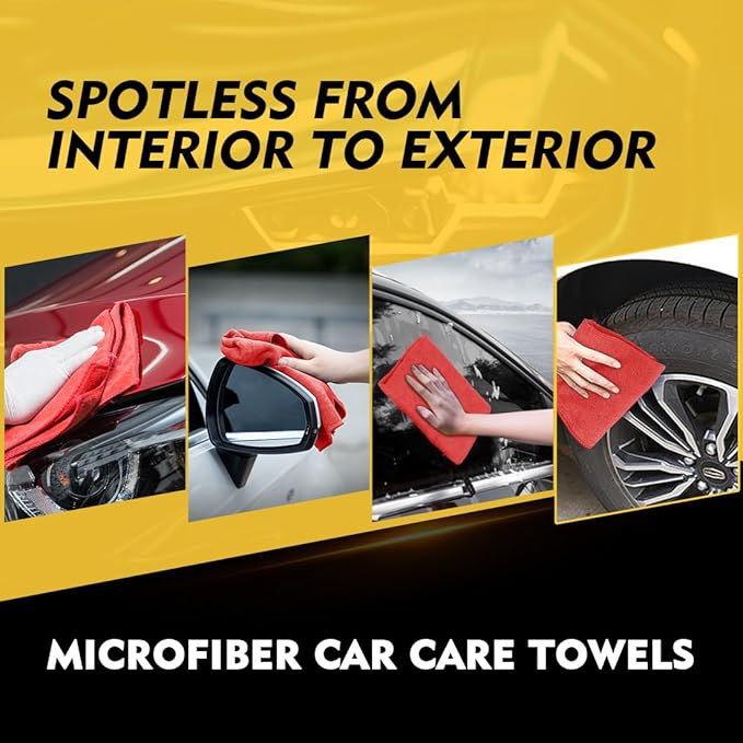 Red Microfiber Cleaning Cloth 50 Pack, 12.5 x 12.5 inch Microfiber Towels for Cars, Ultra Absorbent Car Washing Cloth, Lint Free Streak Free Cleaning Rags for Car, Kitchen, and Window