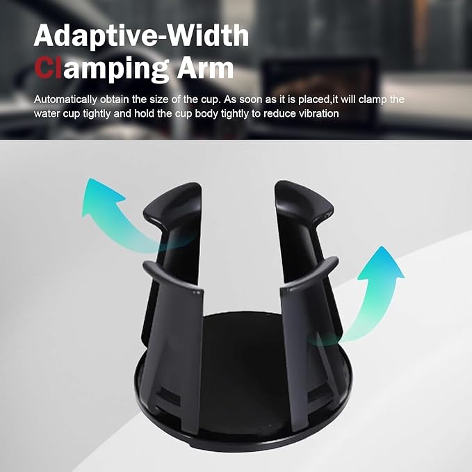 2PCS Car Cup Holder Insert, Auto Cup Holder Expander with Adaptive Clamping Arm, Self-Adhesive Adjustable Vehicle Cup Holders, Universal Expanding Drink Holders Adapter for Sedan, Truck, SUV