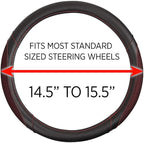 Wine Steering Wheel Cover - Dotted Comfort Polyester Grip on Stitched Synthetic Leather, Wine Stitching/Black
