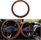 Elastic Stretch Steering Wheel Cover, Universal 15 Inch Car Steering Wheel Cover, Microfiber Breathable Ice Silk, Anti-Slip, Odorless, Easy Carry, Warm in Winter and Cool in Summer (Brown)