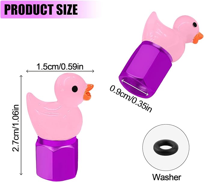 4 Pack Cute Duck tire Valve caps, Glow in The Dark Tire Valve Caps, Interesting and Practical Tire Decoration, Can be Used for Cars, Motorcycles, Trucks, and Bicycles.(Pink)