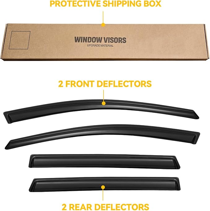 Rain Guards for 2017-2022 Honda CR-V CRV, Out-Channel Window Visor Shields Vent Deflector Shade Wind Dark Smoke 2018 2019 2020 2021, Outside-Mount, 4PCS