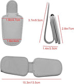 2 Pack Leather Car Visor Sunglass Holder, Magnetic Leather Glasses Eyeglass Hanger Clip for Car, Sunglass Clip Glasses Holder for Car Visor (Gray)